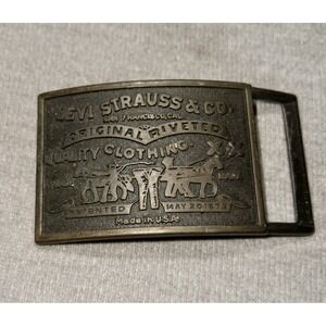Vintage Levi Strauss & Co. Original Riveted Brass Belt Buckle ~Made in USA‎